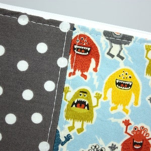 Zipper Pouch Pencil Pouch monsters with gray polka dot imagem 1