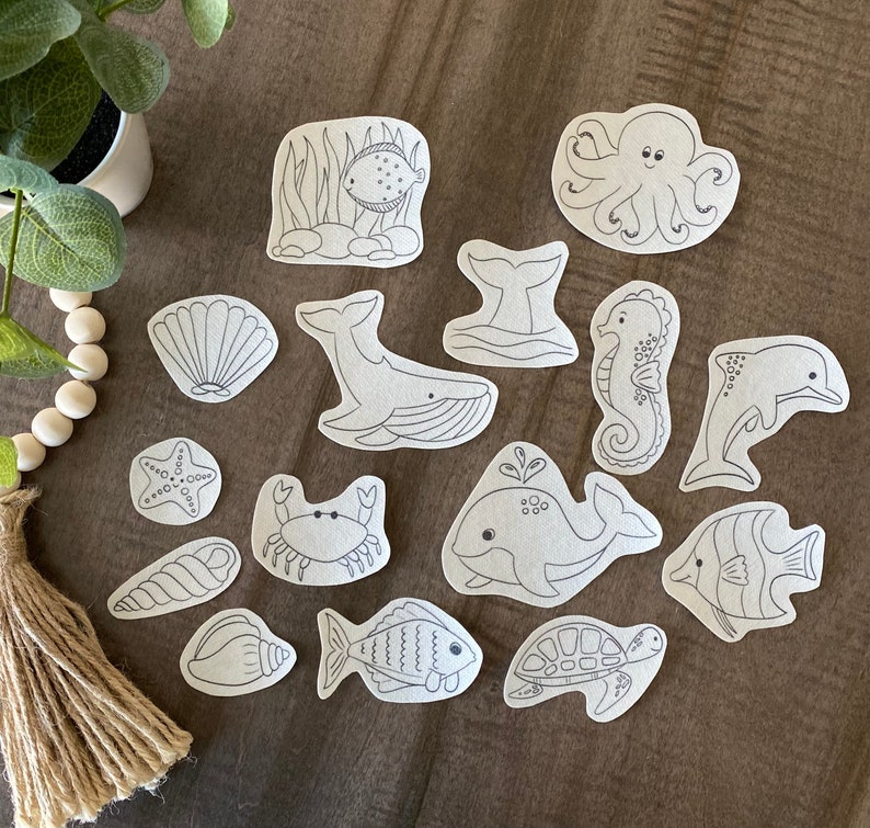 Under the Sea Stick and Stitch embroidery pattern 15 designs peel and stick embroidery paper pattern transfer patch image 6