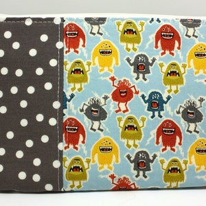 Zipper Pouch Pencil Pouch monsters with gray polka dot image 2