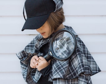 Sherlock Holmes Detective Cape Halloween Costume, Inspector Plaid