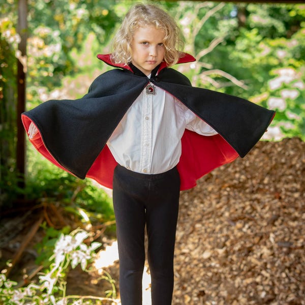 Count Dracula Vampire Halloween Costume, Cosplay Costume Cloak Cape, Magician Costume, Unisex Kids Adult, 2T, 4T, 6, 8, 10, Adult