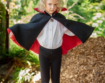 Count Dracula Vampire Halloween Costume, Cosplay Costume Cloak Cape, Magician Costume, Unisex Kids Adult, 2T, 4T, 6, 8, 10, Adult
