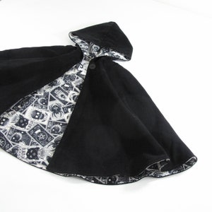 Tarot Black Cloak Kids Halloween Costume, Corduroy Fortune Teller Cape, Dark Magic Witch Cosplay Newborn to 9/10