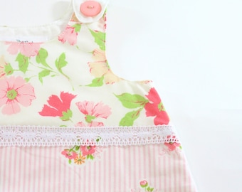 Girls Dress 2T, Cottagecore Handmade Pastel Toddler Pinafore Jumper Upcycled Outfit, 2nd Birthday Gift, Photoshoot, Tea Party