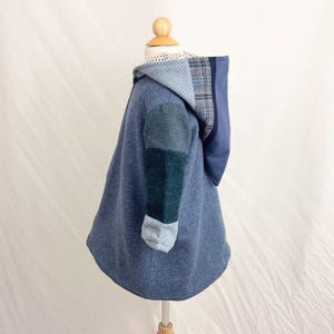 Blue Wool Patchwork Jacket, Unisex Woodland Parka, Cottagecore Winter Coat, Storybook Toddler Gift, 18-24 Month Size