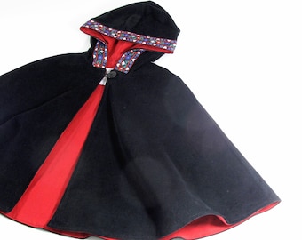 Size 6 Kids Cloak, Girls Boys Hooded Renaissance Costume Cape with Hood, Nordic Alpine Corduroy Poncho Cape Coat, Unique Gift