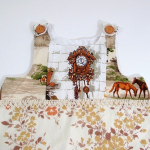 6T Girls Dress, Cuckoo Clock Horse Patchwork Pinafore Upcycled Boho Hippie Creative Outfit