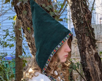 Green Garden Gnome Pixie Hat Baby Bonnet, Girls Baby Toddler Hat, Elf Costume, Fairycore, Woodland Fairytale, Ages 6 Months - Adult