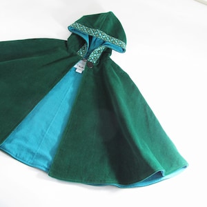 Capa infantil, capa com capuz verde para meninos e meninas, Robin Hood, elfo, medieval, viking, ranger, fantasia de cosplay, poncho para assento de carro, recém-nascido - 9/10