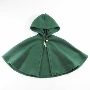 Kids Cloak, Boys Girls Green Hooded Cloak Fleece Elf, Elven, Archer, Peter Pan, Goblin Gnome Halloween Cosplay Costume Baby Cape Coat Poncho