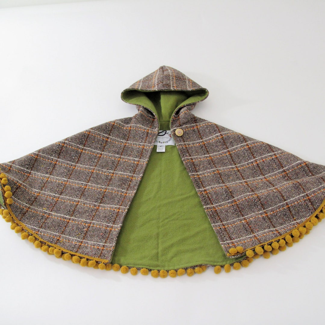 4T Kids Wool Cloak With Hood, Girls, Boys, Toddler, Hooded Cape, Car