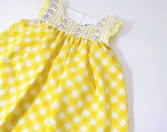 12M Baby Girls Easter Dress, Cottagecore Gingham Girls Maxi Pinafore Outfit, 1st Birthday, Tea Party Frock, Flower Girl, Handmade Clothing