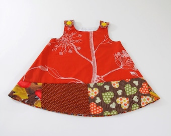 Baby Girls Dress 12M, Handmade Upcycled Clothing Patchwork Pinafore Frock, Boho Hippie Jumper Outfit 1st Birthday Gift