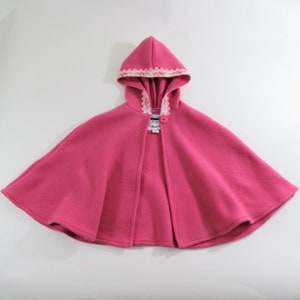 Girls Fleece Hooded Cloak, Girls Cape with Hood, Flower Girl Outfit, Car Seat Poncho, Cape Coat, Newborn - 9/10