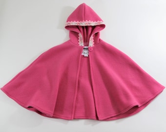 Girls Fleece Hooded Cloak, Girls Cape with Hood, Flower Girl Outfit, Car Seat Poncho, Cape Coat, Newborn - 9/10