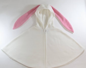 Easter Rabbit Bunny Cape for Girls, Boys, Hooded Fleece Cloak Fuzzy Pink Animal Ears, Kids Spring Easter Gift, Photoshoot Cosplay Costume