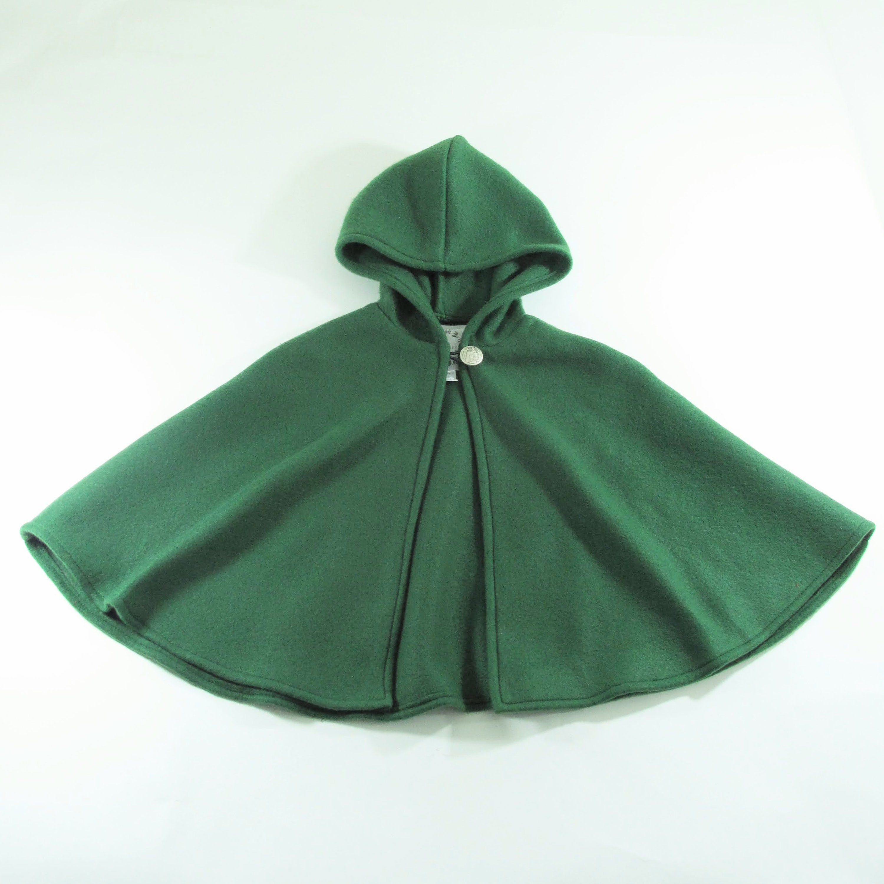 子供用マント、男の子用 女の子用 グリーン フード付きマント フリース