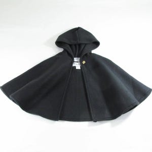 Kids Black Hooded Cloak, Warm Fleece Halloween Costume Cape, Witch, Magician, Medieval, Viking Cosplay Coat, Boys, Girls, Baby, Toddler