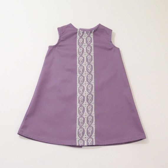 2T Purple Toddler Girls Party Dress With Lace Inset, Special
