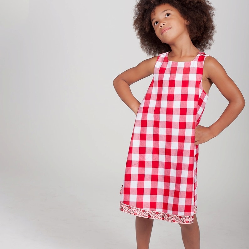 red and white plaid dress