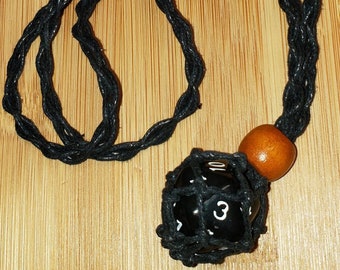 D20 dice braided cod adjustable length necklace. Removable 20 sided die.