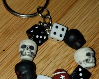 Handmade Bloodbowl football Key-chain, bag charm, accessory. Tabletop gamer.