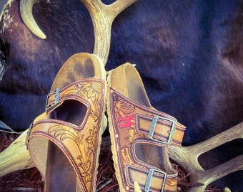 Custom tooled Birkenstocks