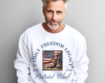 Patriot Club, Family Freedom Legacy, American Pride, United We Stand, Support Our Troops Unisex Heavy Blend™ Crewneck Sweatshirt
