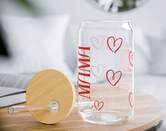 Hearts for my Heart, Happy Mother's Day MAMA, I love you! You have my Heart Sipper Glass, 16oz with lid and straw. Sip with style!