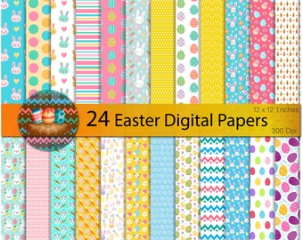 Easter Digital Papers, Easter Bunny Pattern, Spring Patterns, Spring Floral Digital Paper, Seamless Easter Digital Paper, Easter Eggs