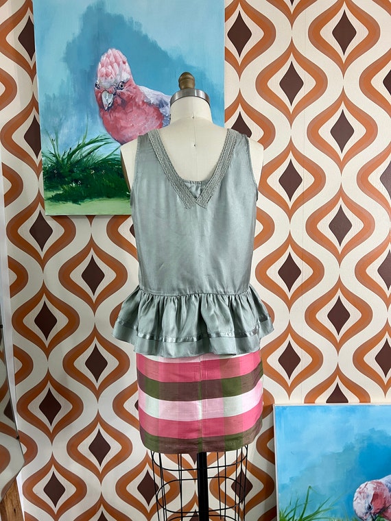 Retro vintage silk mini skirt. Fully lined. Pinks… - image 4