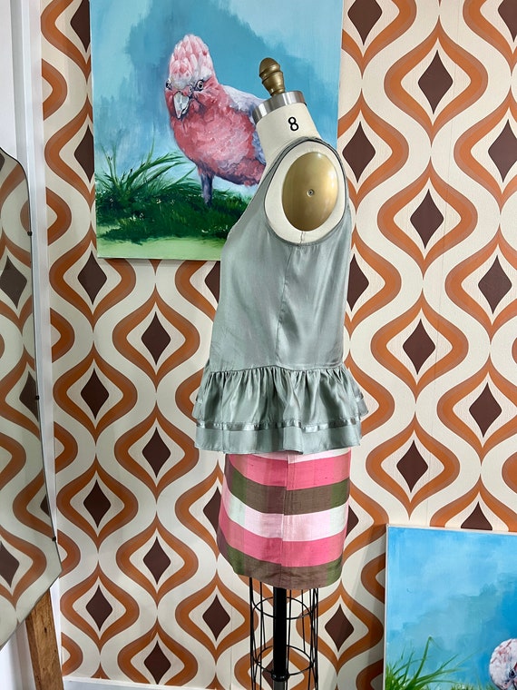 Retro vintage silk mini skirt. Fully lined. Pinks… - image 9