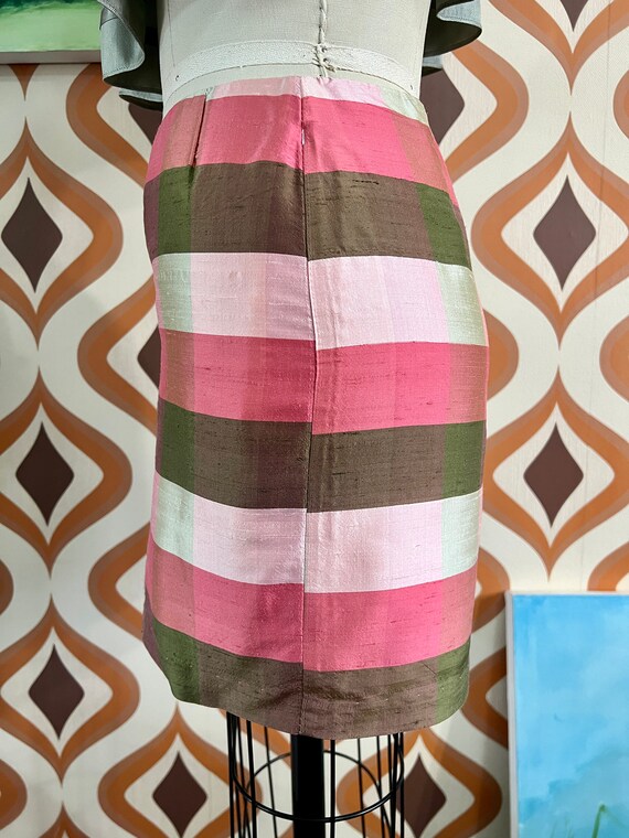 Retro vintage silk mini skirt. Fully lined. Pinks… - image 8