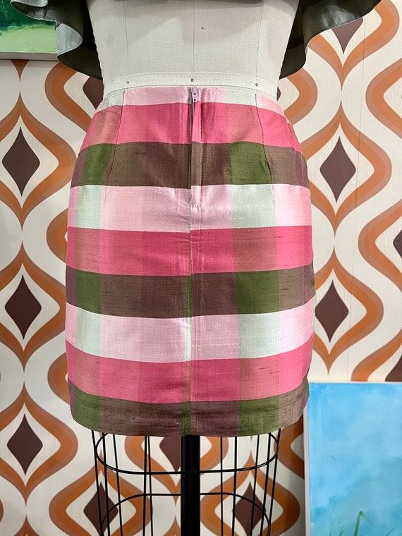 Retro vintage silk mini skirt. Fully lined. Pinks… - image 3