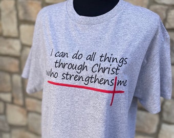 I can do all things through Christ Tshirt | Embroidery Tshirt | Christian Tshirt | Embroidered Christian Tee | Adult Unisex Tshirt | Gifts