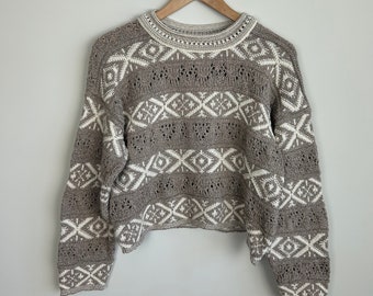 Vintage Woman's Cropped Knitted Sweater Size S/M
