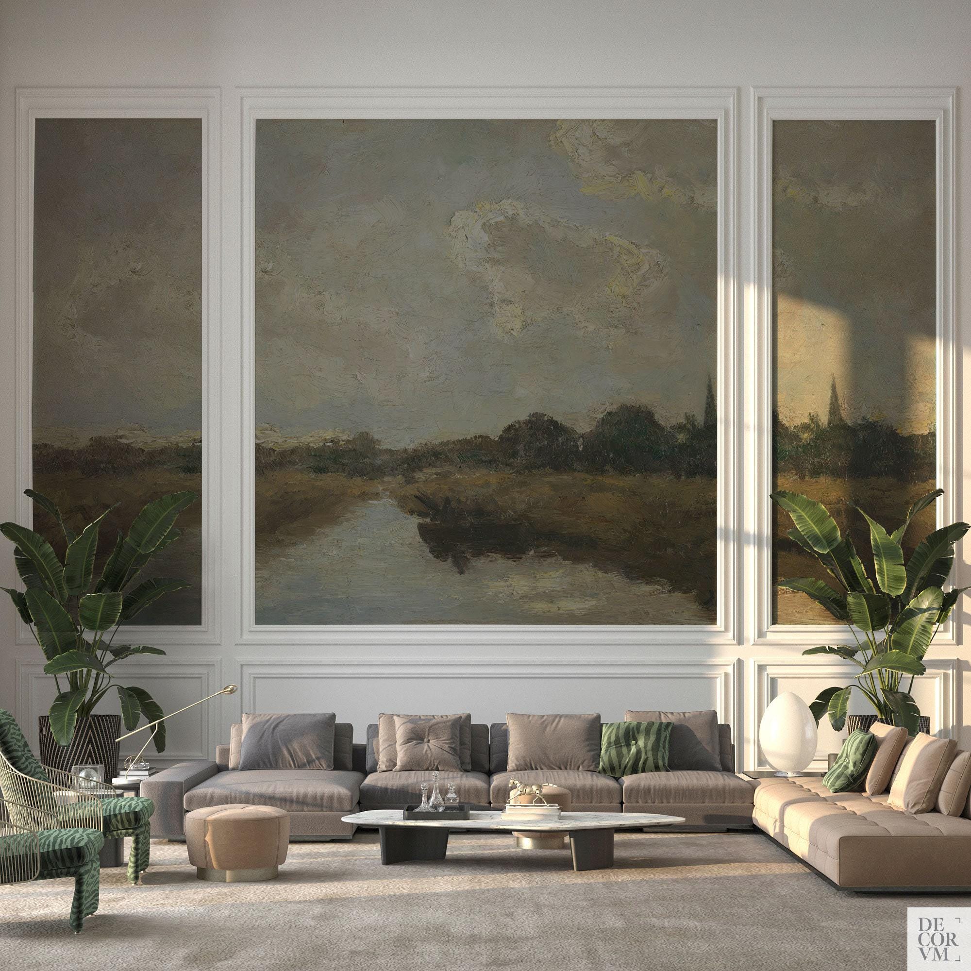 Vintage Landscape Oil Painting Mural, Peel and Stick Wallpaper ...