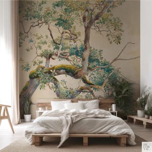 Baum Tapete für ein Natur Wandbild, Original Aquarell aus dem 19ten Jahrhundert. TRE001