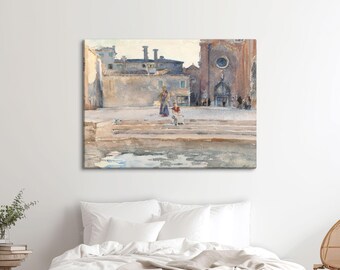 Venice Watercolor Print by John Singer Sargent, Campo dei Frari. Self-adhesive print or stretched canvas. JJS002