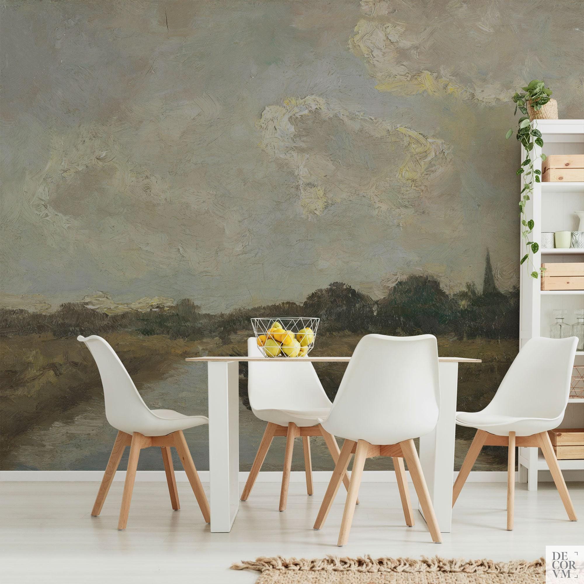 Vintage Landscape Oil Painting Mural, Peel and Stick Wallpaper ...