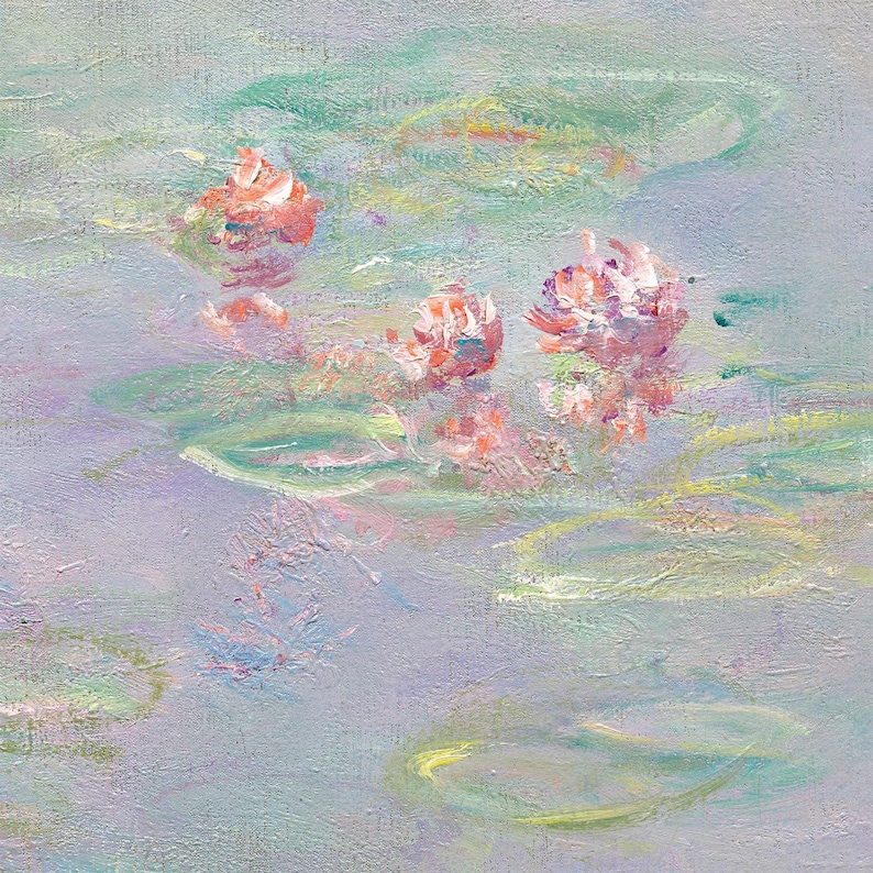 Claude Monet Peel and Stick oder Traditionelle Tapete von Seerosen in Pastellfarben für die Wanddekoration. MON012 Bild 2