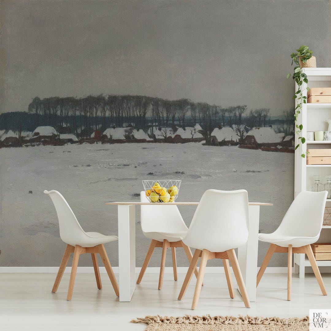 Winter Landscape Wallpaper, Neutral Color Wall Decor, LAN063 - Etsy