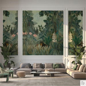 Henri Rousseau Jungle Wallpaper Wandbild, Tropische Peel and Stick Wandkunst. HER002
