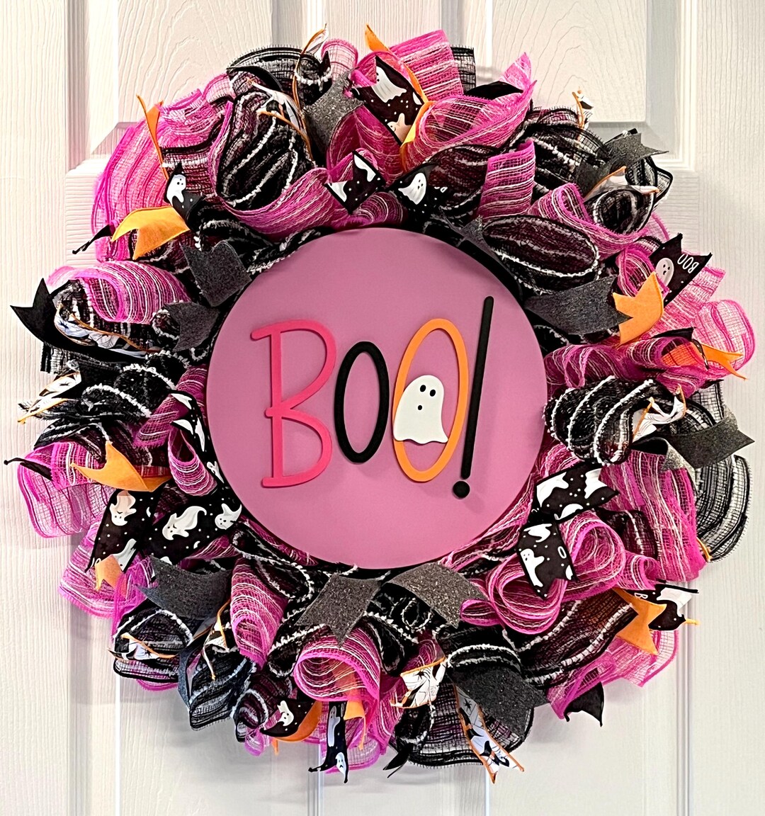 Mesh Ghost Ghost Halloween Mesh Door Wreath, 14