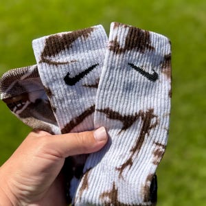 Dyed Nike Socks, Tie Dye, Crew Socks, Sports, Fashion, Trendy, Handmade,Fall, Comfy,Casual, Cozy, Ombre, Workout,Neutral,Tan,Brown