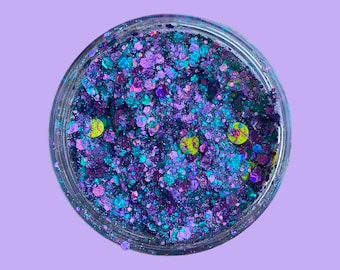 Glitter Gel Face and Body Makeup, Hair, Face, Party, Costume, Sports, Softball, Cheer, Homecoming, Holographic, Purple, Blue, Teal, Sequin
