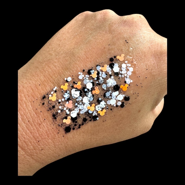Mouse, not so scary, Halloween, Orange, Black, Silver Mouse,Glitter Gel Face and Body Makeup,Costume,Running, Party Favors, Festival, Gift