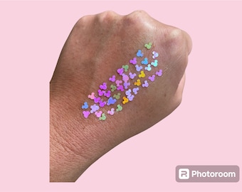 Disney Inspired Glitter Hair gel, Mouse,hair, Face, Party, Costume, Sports, Softball, Cheer,Running, Holographic, Pink, Rainbow, Sequin