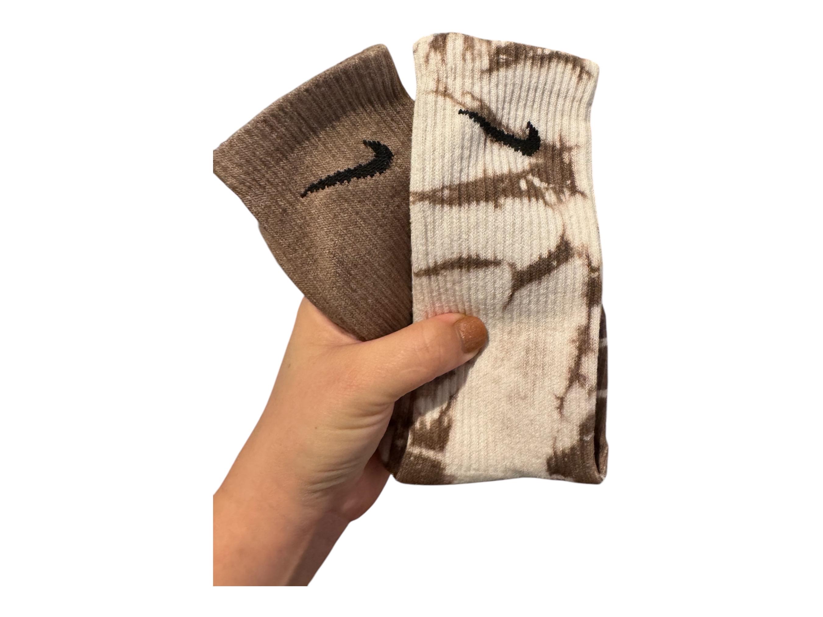 Dyed Nike Socks, Tie Dye, Crew Socks, Sports, Fashion, Trendy, Handmade,Fall, Comfy,Casual, Cozy, Ombre, Workout,Neutral,Tan,Brown
