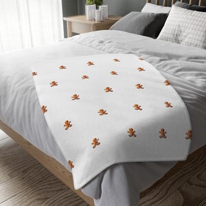 Gingerbread Man Velveteen Microfiber Blanket (Two-sided print),